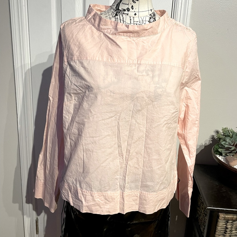 J.Crew High Low Henley button shirt Tunic coastal minimalist pastel cotton 12